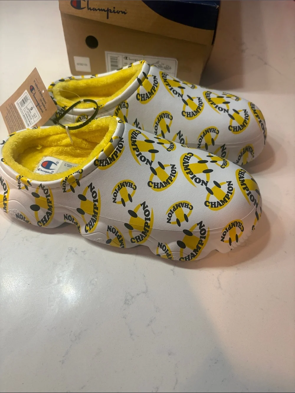 Champion Men White Slip-On Shoes with Yellow Accent